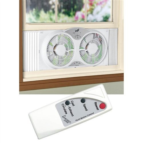 BOVADO USA Twin Window Cooling Fan with Remote Control - Electronically Reversible - Includes Bug Screen & Fabric Cover - Locking Extenders to fit Large Windows (Min. 23.5" Max. 37") by Comfort Zone - Thumbnail 4