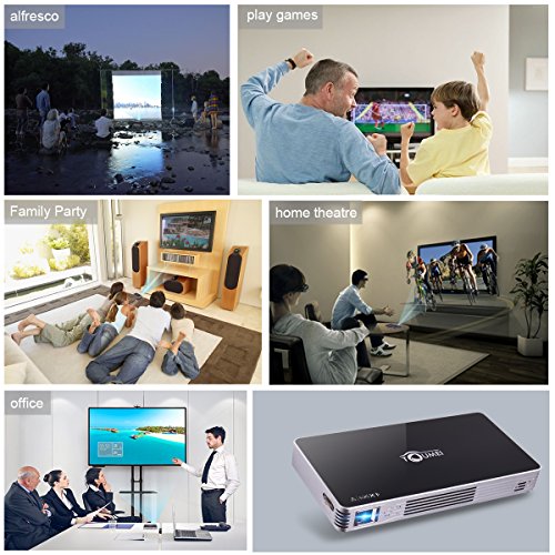 Projector,HD Mini Projector,Portable Pico DLP Projector Max 120 inch,Support 1080P/Wifi/Bluetooth/HDMI/USB/TF Card/Audio for iPhone,Android,Laptop,Computer by TOUMEI