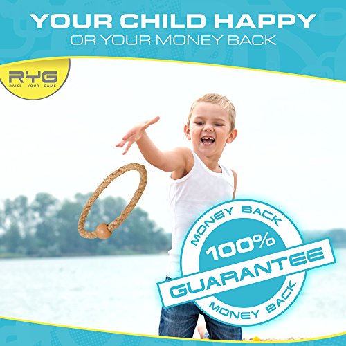 RYG Wooden Ring Toss Game Set, Durable Wood Base, 5 Wood Pegs, 5 Rope Rings, Portable Indoor And Outdoor Family Quoits Games, Suitable For Kids & Adults - Have Fun Now!