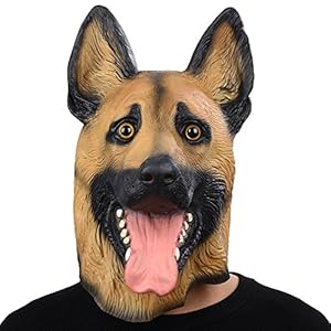 PARTY STORY German Shepherd Dog Latex Animal Head Mask For Halloween Novelty Costume