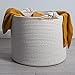 Luxurious Woven Cotton Rope Basket | Decorative, Elegant & Durable Wicker Laundry Bin | Ergonomic & Multipurpose White Blanket Storage Hamper | Stylish & Practical Nursery Organizer