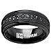 Men's Stealth Black Titanium Wedding Band Ring with Black Cubic Zirconia CZ, Size 11
