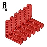 KINJOEK 6 PCS 6 Inch 90 Degree Positioning Squares, Right Angle Clamps Woodworking Carpenter Corner Clamping Square Tool for Picture Frames, Boxes, Cabinets or Drawers, Red