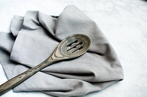Exotic Pakka Wood 12-inch Stirring Spoon Set with Standard Spoon, Slotted Spoon, Corner Spoon, and Straight-Edge Spatula - Versatile with Durable Lightweight Material - By Crate Collective (Beechnut)