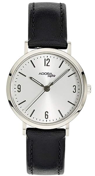 Adora Saphir Damenuhr Ø 29mm Quarzuhr Titan Armbanduhr 5 BAR Analog Lederband Datumsanzeige