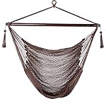 Blissun Hanging Hammock Chair, Swing Chair, 40-inch Wide Seat, Polyester Cotton (Mocha)