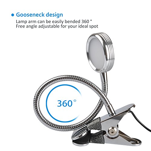 LEPOWER Clip on Light / Clip on Lamp/ Light Color Changeable/ Night Light Clip on for Desk, Bed Headboard and Computers (Silver)