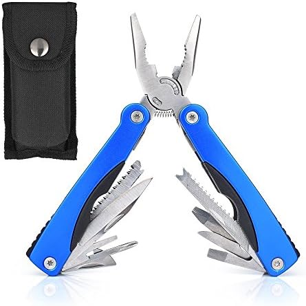 Nasus Multi Tools Pliers, Foldable Stainless Steel 15-in-1 Multi-Purpose Pliers Tools Kits with Nose Wire Pliers, Knife, Saw, Screwdriver for Hiking Camping Fishing Tent Setting with a Storage Bag