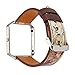 YOSWAN Replacement Band for Fitbit Blaze, Watchband Floral Soft Leather Strap Replacement Watch Band Wristband Bracelet Strap and Frame for Fitbit Blaze (Retro Flower Red)