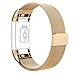 AK for Fitbit Charge 2 Bands, Adjustable Milanese Stainless Steel Metal Band Strap With Magnetic Closure Clasp For Fit Bit Charge 2 HR Fitness Tracker (Gold, Small)