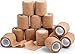 D&H Medical Self Adhesive Bandage Wrap - 15 Pack Brown Cohesive Bandage, 2 Inches x 5 Yards, Stretchy, Hypoallergenic & Breathable Self Adhering Tape Medical, Athletic wrap for Hand, Knee, and Ankle