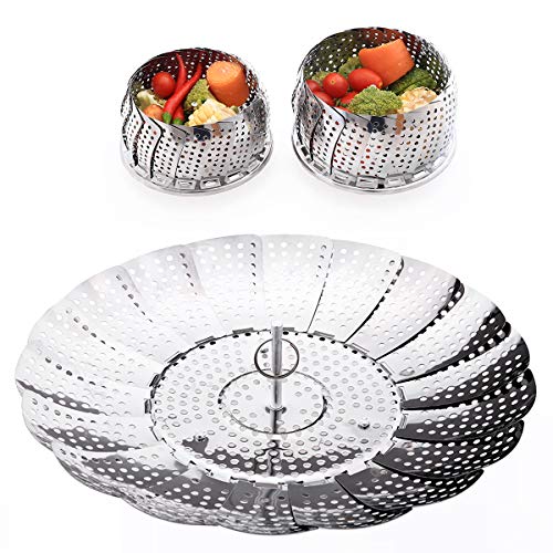 UltraOutlet 2 Packs Vegetable Steamer Baskets Stainless Steel Veggie Steamer Insert, Large and Standard Expandable Vegetable Steamer Trays