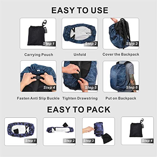 HYPER VENTURE Waterproof Backpack Rain Cover with Upgraded Extra Protection Anti Slip Buckle Strap - Ultralight Protector for Hiking, Camping, Hunting, Cycling and Traveling (Black S 26L-35L)