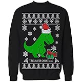 BeWild Brand® - T-Rex Hates Christmas - Ugly Christmas Sweater Adult Crewneck