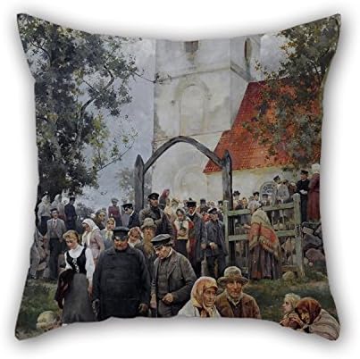 RISEE Oil Painting Janis RozentÄls - After Church Christmas Pillowcover 18 X 18 Inches / 45 By 45 Cm For Kids Room Club Wedding Him Birthday Play Room With 2 Sides