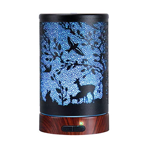 Essential Oil Diffuser-100ml Metal Aromatherapy Diffusers for Essential Oils with Waterless Auto Shut-Off Protection 7 Colors Changed LED,Mist Humidifiers Bedroom Decor Christmas Gifts for Women Mom