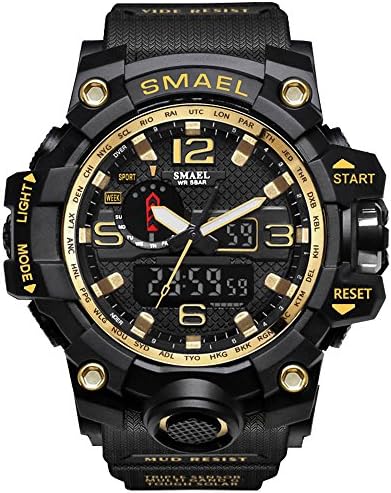 IRELOJ Men's Large Face Dual Dial Analog Digital Quartz Military Sport Watch 164FT Water Resistant