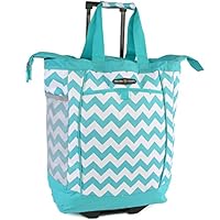 Pacific Coast Signature Large Rolling Shopper Tote Bag, Chevron Teal