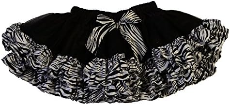 Maxine by Max Daniel Designs Girls' Fluffy Tulle Tutu Skirt Tiered Animal Print Ballet Dance Pettiskirt Dress (Extra Large, Black/Zebra)