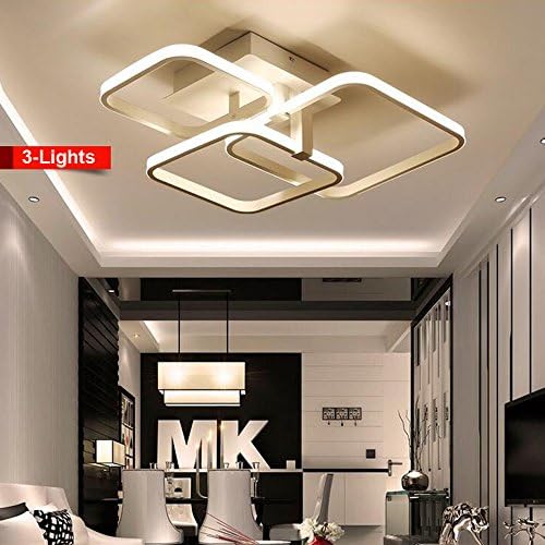 GFQ Modern Ceiling Light Royal Pearl Dimmable LED Chandelier Flush Mount Ceiling Light for living room Bedroom lamp rectangular lamp lighting-21.2in*15.3in-3
