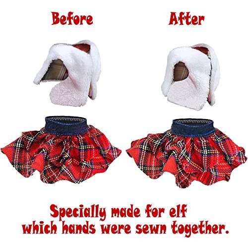 E-TING Santa Couture Clothing for elf (Fluffy Vest+ Plaid Skirt) Doll is not Included