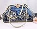 COOFIT Women's Denim Blue Knitted Top Handle Handbags with Shiny Rhinestone