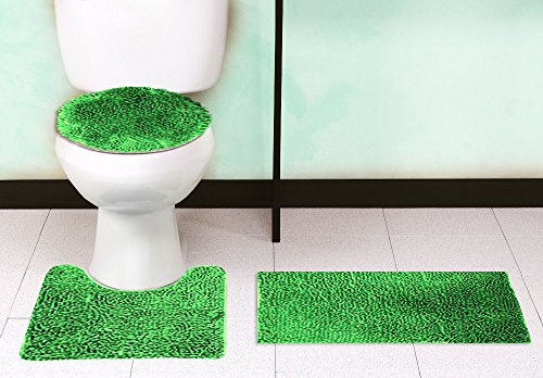 3 Piece Chenille Bathroom Rug Set (Green) 3 Piece Chenille Bathroom Rug Set (Green)