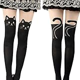 Sanwood Women's Fun Pattern Printed Tattoo Pantyhose Stockings Tattoo Legging Tights (Cat)