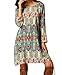 Women Bohemian Back V Neck Vintage Printed Ethnic Summer Shift Tunic Dress (8-10, green)