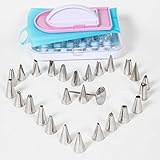 SALE!! Cake Decoration Kit- 31pcs -by D-BEAR- WITH FREE reusable silicone pastry bag -26 Stainless Steel Tips -2 SIZE Fondant Smoother-Quality storage case-