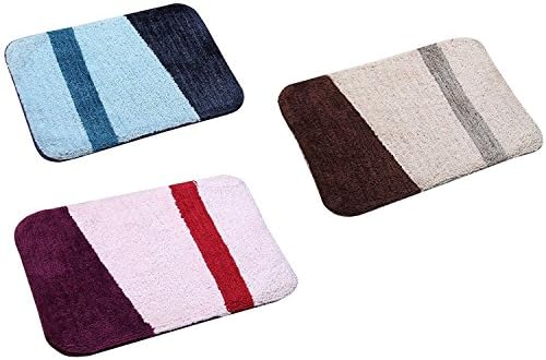 YAZLYN COLLECTIONSet of 3 Microfiber Door Mat - Multi Colors (Strip Set of 3)