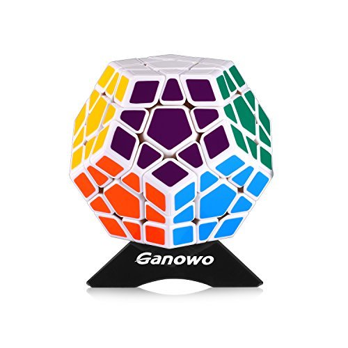 Megaminx Speed Cube | Stickers Megaminx Magic Cube Puzzle | 3x3 Dodecahedron Puzzles With Cube Stand | Brain Teasers Toys (White)