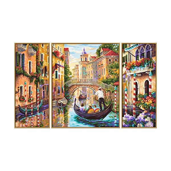 Schipper 609260736 Malen nach Zahlen - Venedig, die Stadt in der Lagune - Bilder malen für Erwachsene, inklusive Pinsel und Acrylfarben, Triptychon, 50 x 80 cm – Bild 3
