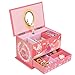 SONGMICS Musical Jewelry Box Ballerina Jewel Storage Case, Gift for Little Girls, Ball Princess with Brahms Lullaby Melody, Pink UJMC006