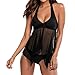 UNIFACO Womens Two Piece Halter Tankini Set Open Back Swimsuits M-XXL