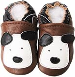 Carozoo baby boy soft sole leather infant toddler kids shoes Little Puppy Brown