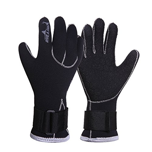 Diving Gloves, Wetsuits Neoprene Five Finger Gloves, 3MM Anti Slip Flexible Thermal Material for Snorkeling Swimming Surfing Sailing Kayaking Diving (S) - Thumbnail 5