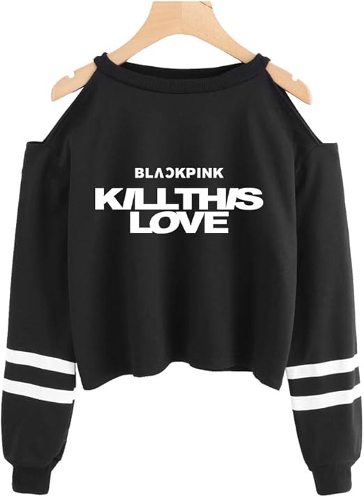 Blackpink Sudaderas Mujeres KPOP Moda Sexy Hombros Expuestos y Ombligo