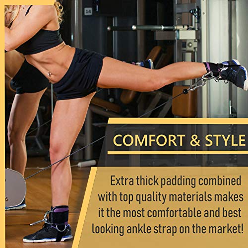FIGHTECH Ankle Straps Cable Machine Attachment for Gym - Cable Kickback Ankle Straps - Padded Ankle Cuffs for Glute Kickbacks and Leg Workouts - Thumbnail 5