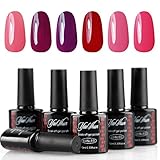 Gel Nail Polish Kit - YaoShun Gel Polish 6 Colors Soak Off Nail Polish Gift Box, UV LED Gel Shiny French Manicure Gel Kit Nail Gel Kit