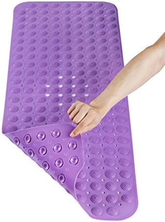 NTTR Non-Slip Anti-Bacterial Massage 16 x 39 Inches Bath Mat, Purple