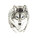 Set of 5 Waterproof Temporary Tattoo Stickers 3D Wild Cool Wolf Animals Design Body Art