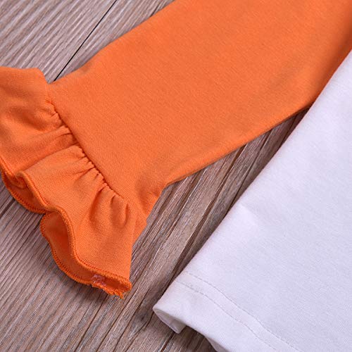 Baby-Girls 2 Piece Pumpkin Long Sleeve Tops Striped Bell-Bottoms Halloween Set Outfit (Orange, 3-4 Years) - Thumbnail 7