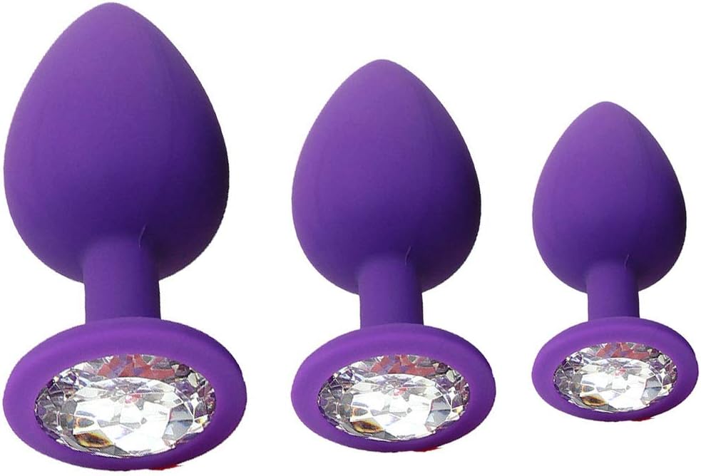 RicharJov 3PCS Silicone Beginner Plug With Diamond For Women,Funny Plug Toy