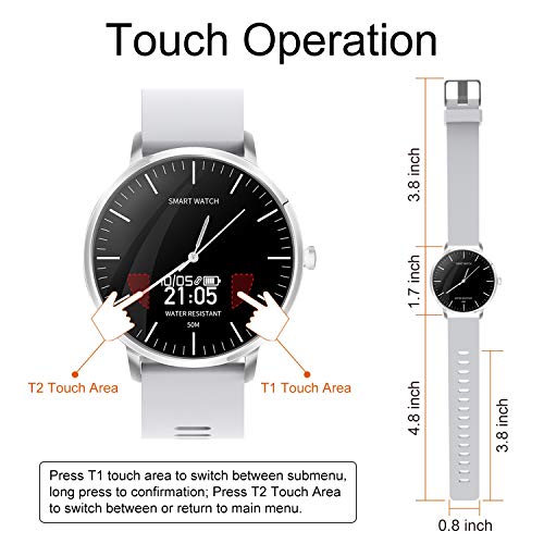 BingoFit Surf Smartwatch Sport Smartwatch Touchscreen Smart Watch Quartz Analog Watch for Men Women 50M Water-Resistant Activity Tracker with Pedometer Fitness Tracker HR BP Monitor for Men Women - Thumbnail 4