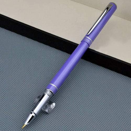 Mflbefulmel Fashion Slim Metal Fine Nib Point Business Gift Pen Study Office Refillable Fountain Pen for Journaling and Calligraphy Purple