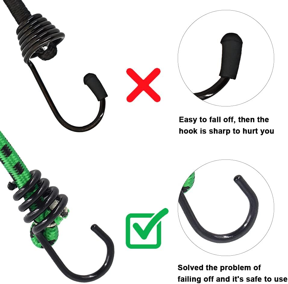 RIO Direct 18 Inch Bungee Cord with Hook, 4 Pack Heavy Duty Bungee Ropes Straps for Outdoor, Luggage Rack, Camping, Tents, Cargo: Automotive