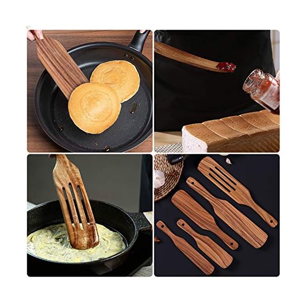 XKiss-Wooden-Spurtles-Set-5-Pcs-Cooking-Utensils-Natural-Set-for-Kitchen-Heat-Resistant-Nonstick-Wood-Cookware-with-Hanging-Hole-Slotted-Spatula-for-Stirring-Mixing-Serving XKiss Wooden Spurtles Set, 5 Pcs Cooking Utensils Natural Set for Kitchen, Heat Resistant Nonstick Wood Cookware with…