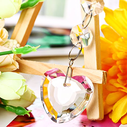 H&D 15PCS Crystals Chandelier Ornaments Hanging Prisms Fengshui Suncatcher Rainbow Pendant Maker (Heart Hanging Drop)