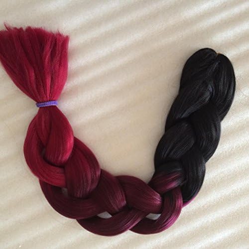 32" X-Pression Kanekalon Ultra Braids Twist Synthetic Hair Extension Ombre 165g (Black+WineRed+DarkRed)